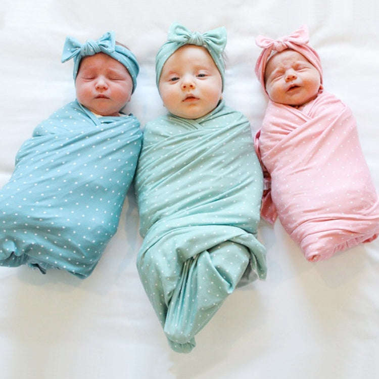 Newborn Baby Dot Pattern Swaddling Scarf Headband(Blue)