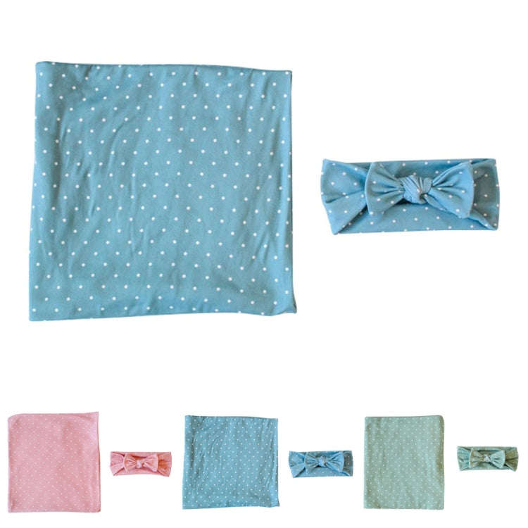 Newborn Baby Dot Pattern Swaddling Scarf Headband(Blue)