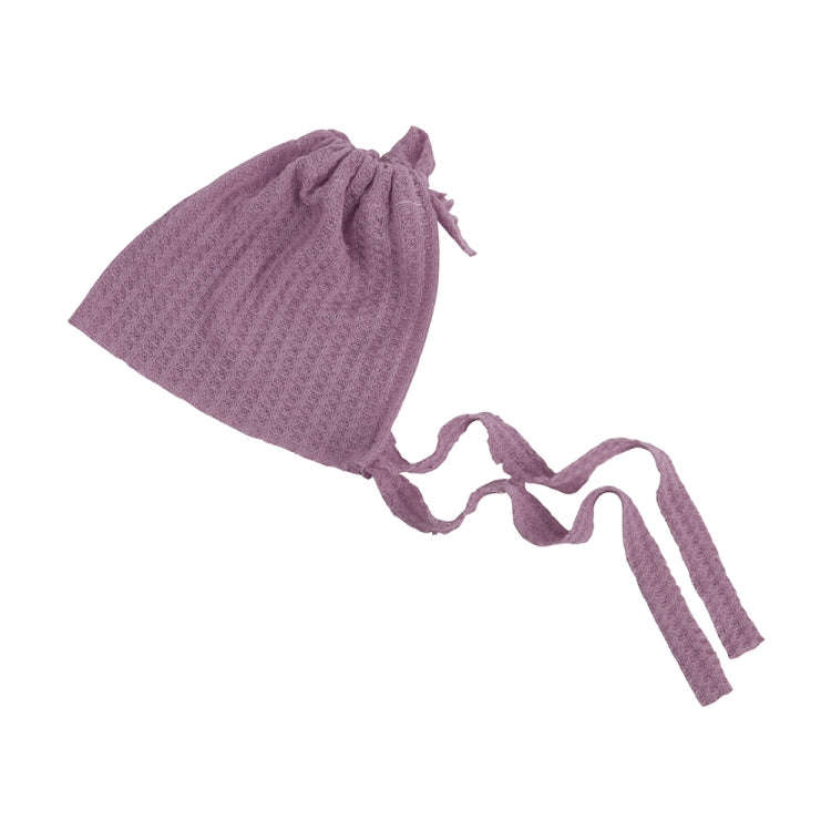 Elastic Fabric Newborn Baby Cute Cap with Strap(Taro Purple)