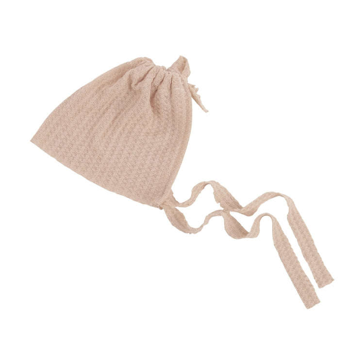Elastic Fabric Newborn Baby Cute Cap with Strap(Beige)