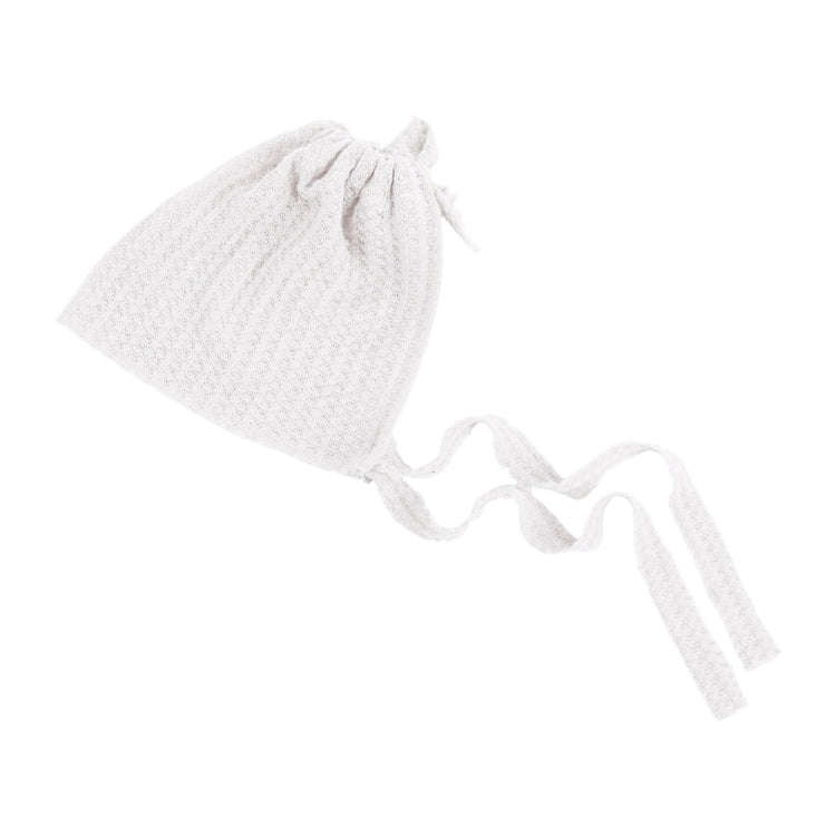 Elastic Fabric Newborn Baby Cute Cap with Strap(White)