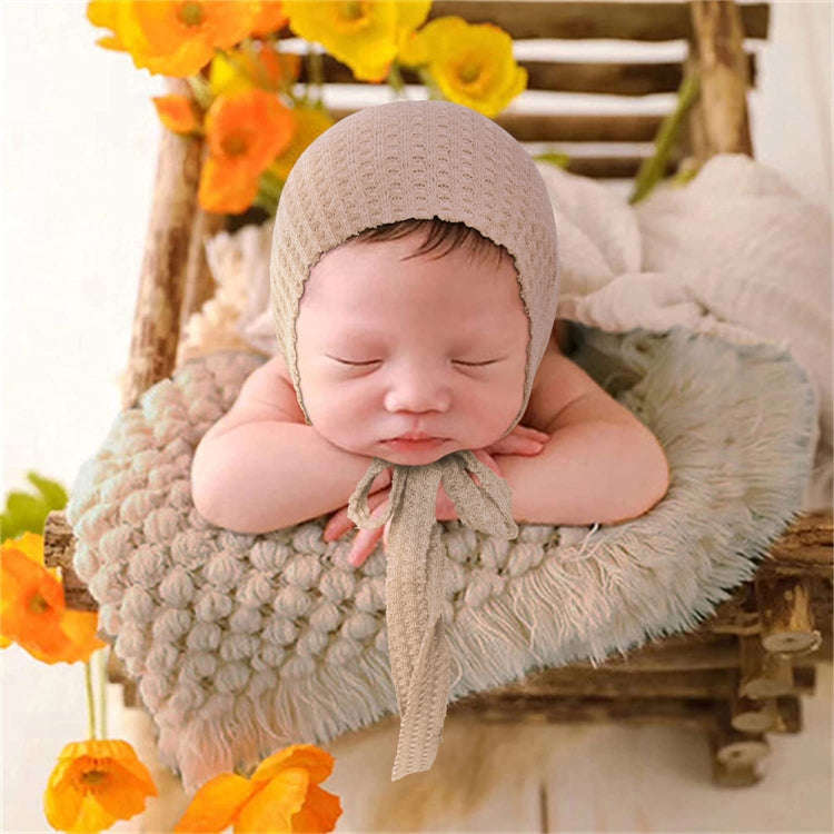 Elastic Fabric Newborn Baby Cute Cap with Strap(Dark Blue)