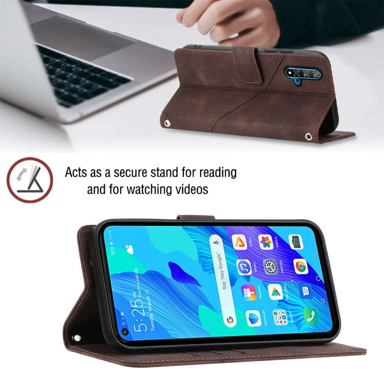 For Huawei nova 5T / Honor 20 Skin-feel Embossed Leather Phone Case(Brown)