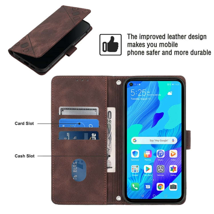 For Huawei nova 5T / Honor 20 Skin-feel Embossed Leather Phone Case(Brown)