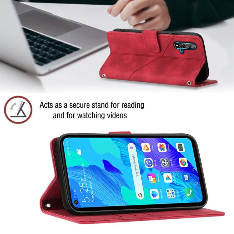 For Huawei nova 5T / Honor 20 Skin-feel Embossed Leather Phone Case(Red)