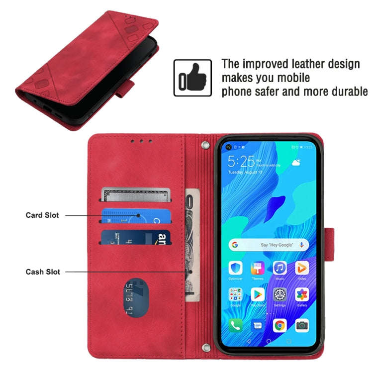 For Huawei nova 5T / Honor 20 Skin-feel Embossed Leather Phone Case(Red)
