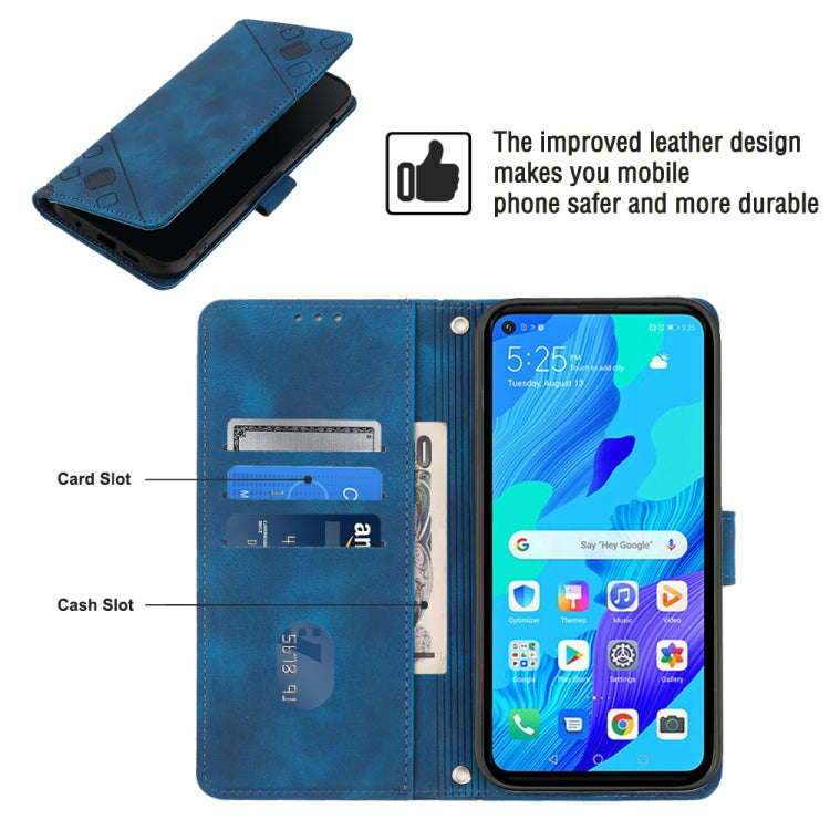 For Huawei nova 5T / Honor 20 Skin-feel Embossed Leather Phone Case(Blue)