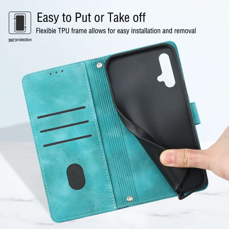 For Huawei nova 5T / Honor 20 Skin-feel Embossed Leather Phone Case(Green)