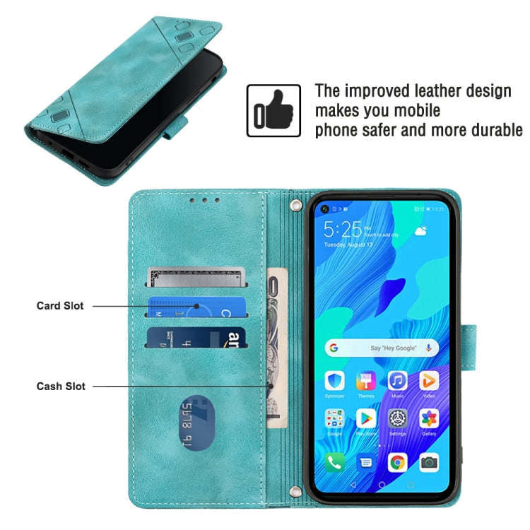 For Huawei nova 5T / Honor 20 Skin-feel Embossed Leather Phone Case(Green)