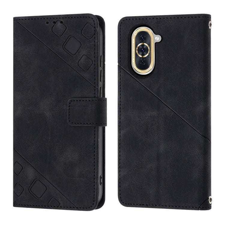 For Huawei nova 10 Skin-feel Embossed Leather Phone Case(Black)
