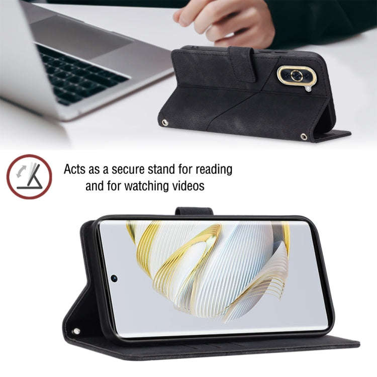 For Huawei nova 10 Skin-feel Embossed Leather Phone Case(Black)