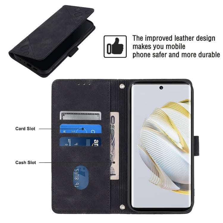 For Huawei nova 10 Skin-feel Embossed Leather Phone Case(Black)