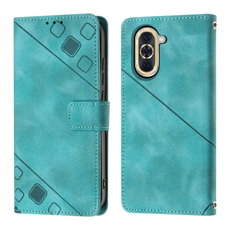 For Huawei nova 10 Skin-feel Embossed Leather Phone Case(Green)