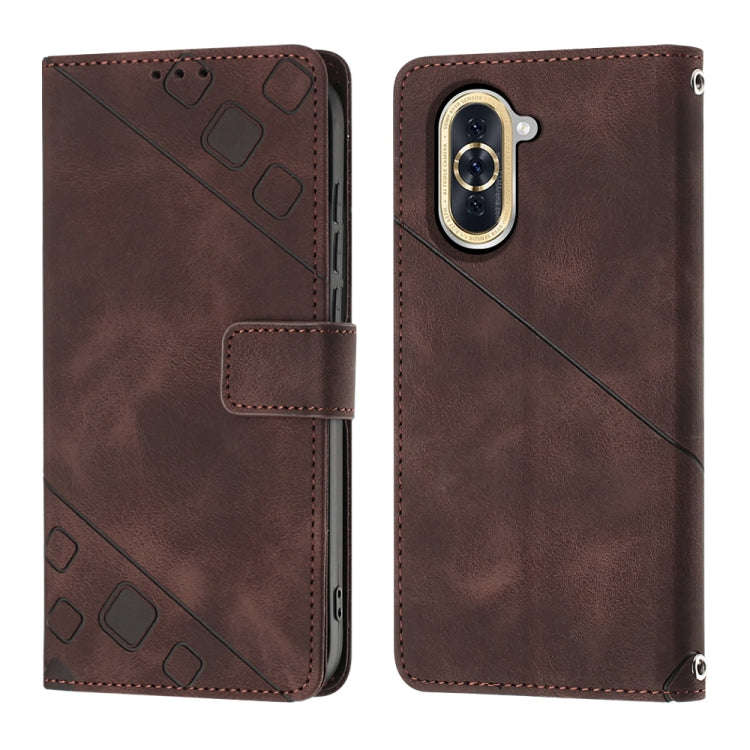For Huawei nova 10 Pro Skin-feel Embossed Leather Phone Case(Brown)