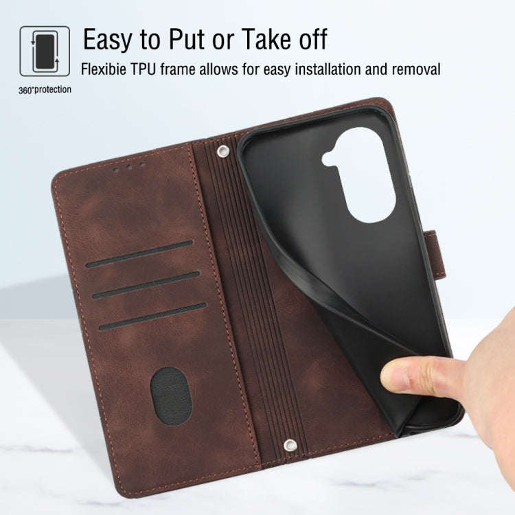 For Huawei nova 10 Pro Skin-feel Embossed Leather Phone Case(Brown)