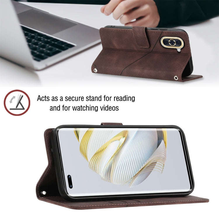 For Huawei nova 10 Pro Skin-feel Embossed Leather Phone Case(Brown)