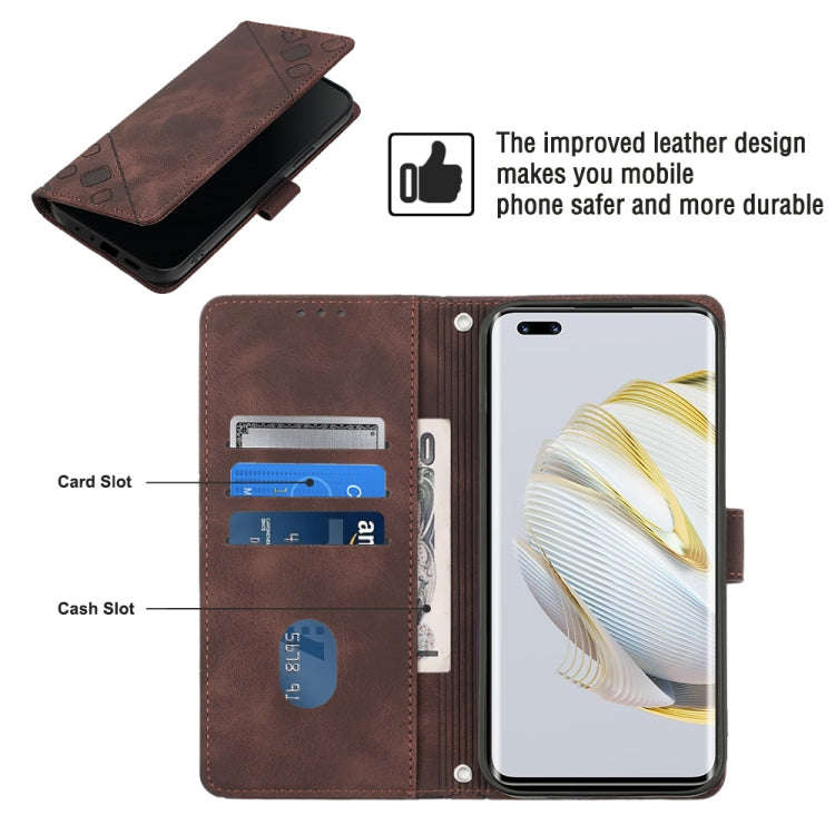 For Huawei nova 10 Pro Skin-feel Embossed Leather Phone Case(Brown)