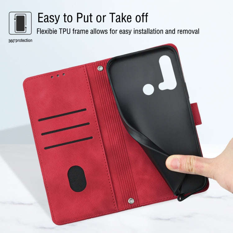 For Huawei P20 lite 2019 / nova 5i Skin-feel Embossed Leather Phone Case(Red)