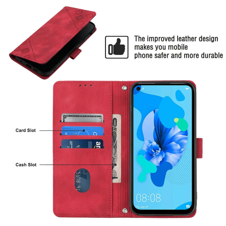 For Huawei P20 lite 2019 / nova 5i Skin-feel Embossed Leather Phone Case(Red)