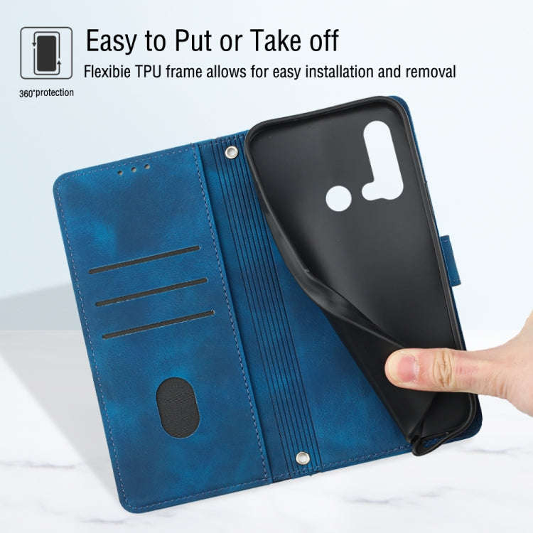 For Huawei P20 lite 2019 / nova 5i Skin-feel Embossed Leather Phone Case(Blue)