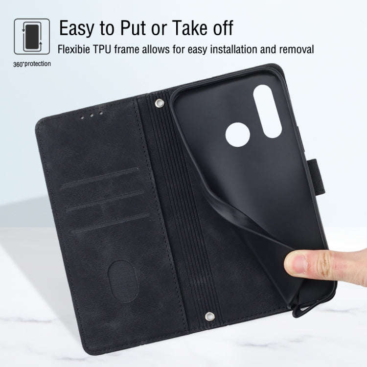 For Huawei P30 lite Skin-feel Embossed Leather Phone Case(Black)