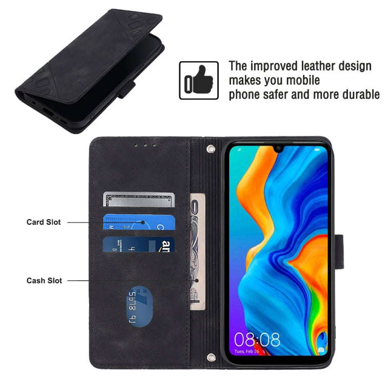 For Huawei P30 lite Skin-feel Embossed Leather Phone Case(Black)