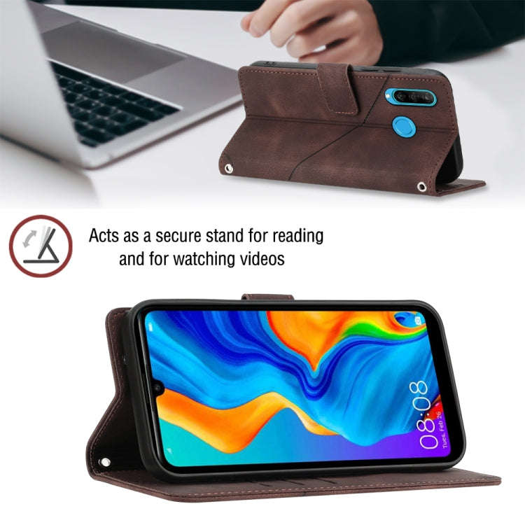 For Huawei P30 lite Skin-feel Embossed Leather Phone Case(Brown)