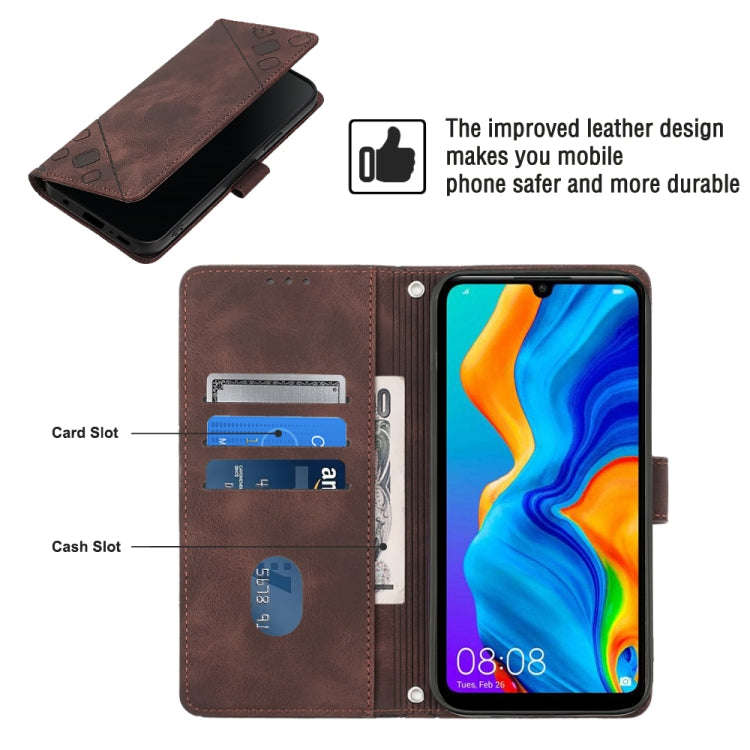 For Huawei P30 lite Skin-feel Embossed Leather Phone Case(Brown)