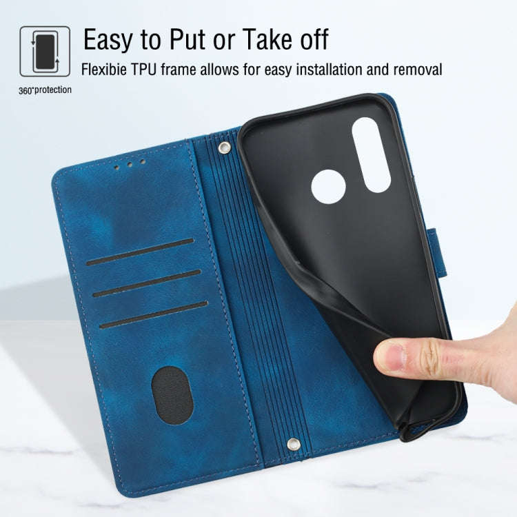 For Huawei P30 lite Skin-feel Embossed Leather Phone Case(Blue)