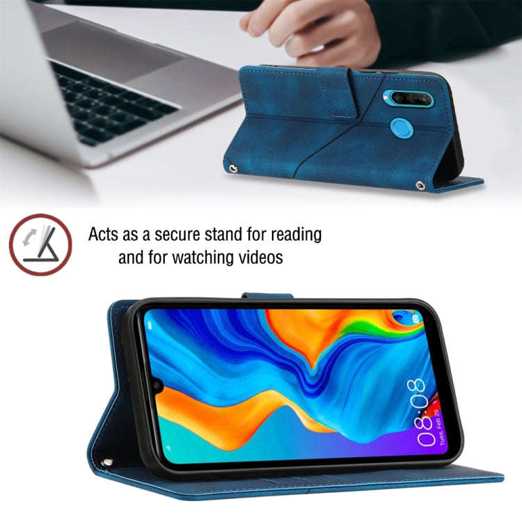 For Huawei P30 lite Skin-feel Embossed Leather Phone Case(Blue)