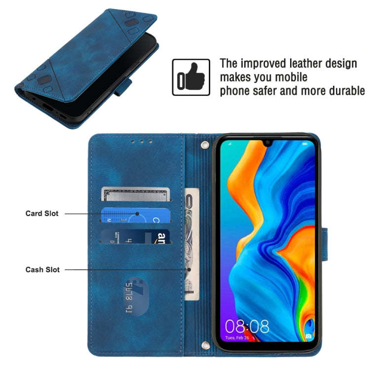 For Huawei P30 lite Skin-feel Embossed Leather Phone Case(Blue)