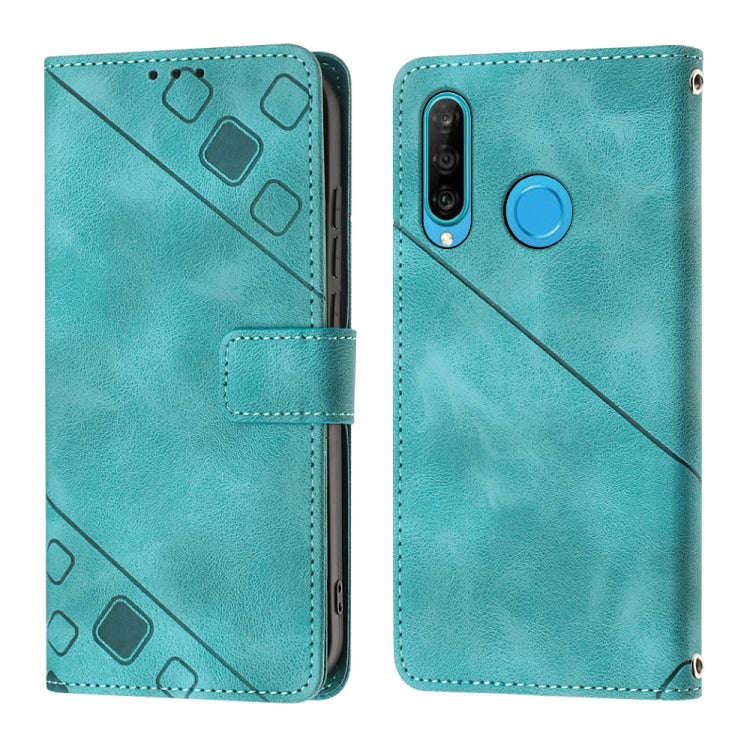 For Huawei P30 lite Skin-feel Embossed Leather Phone Case(Green)