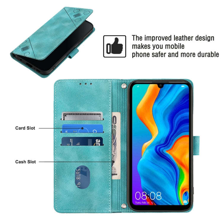 For Huawei P30 lite Skin-feel Embossed Leather Phone Case(Green)