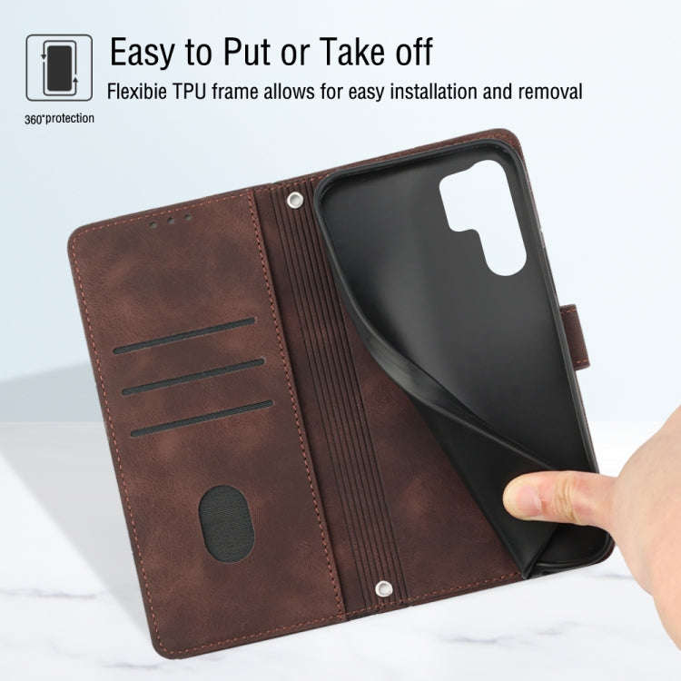 For Huawei P30 Pro Skin-feel Embossed Leather Phone Case(Brown)