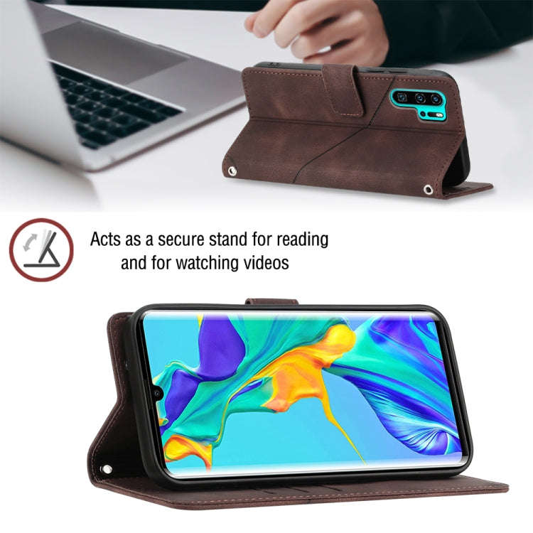For Huawei P30 Pro Skin-feel Embossed Leather Phone Case(Brown)