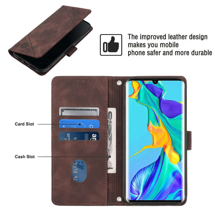For Huawei P30 Pro Skin-feel Embossed Leather Phone Case(Brown)