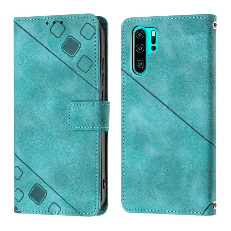 For Huawei P30 Pro Skin-feel Embossed Leather Phone Case(Green)