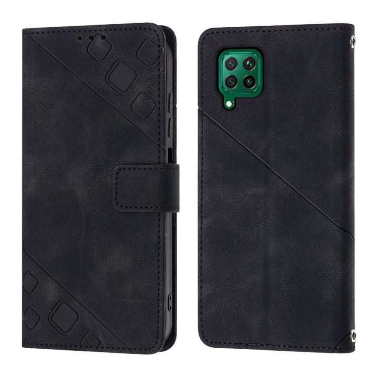 For Huawei P40 lite/nova 6 SE / nova 7i Skin-feel Embossed Leather Phone Case(Black)