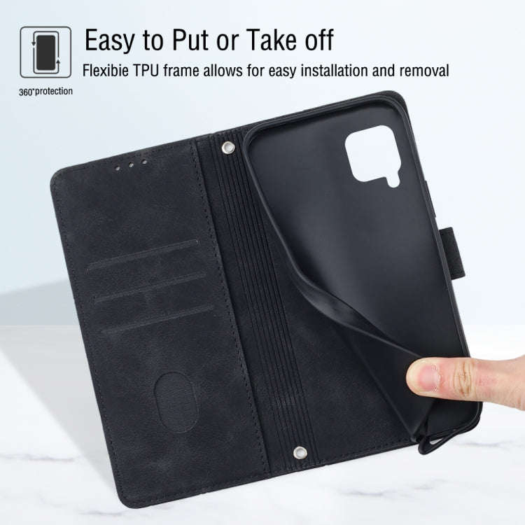For Huawei P40 lite/nova 6 SE / nova 7i Skin-feel Embossed Leather Phone Case(Black)