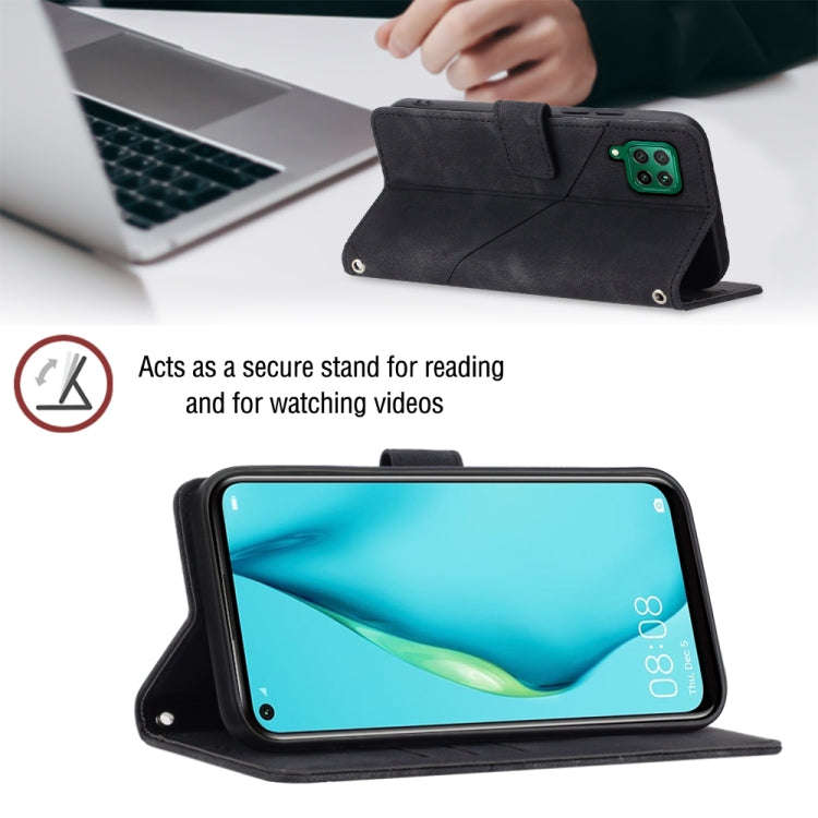 For Huawei P40 lite/nova 6 SE / nova 7i Skin-feel Embossed Leather Phone Case(Black)