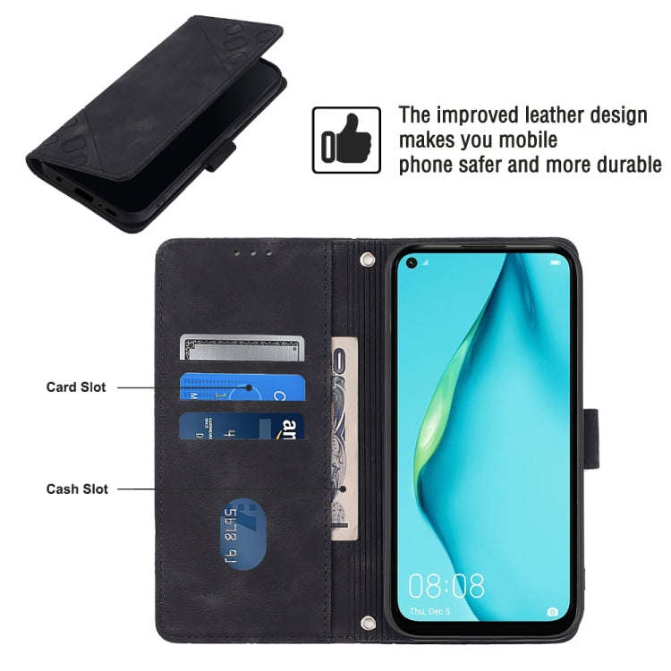 For Huawei P40 lite/nova 6 SE / nova 7i Skin-feel Embossed Leather Phone Case(Black)