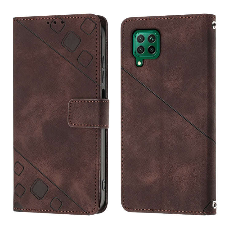 For Huawei P40 lite/nova 6 SE / nova 7i Skin-feel Embossed Leather Phone Case(Brown)