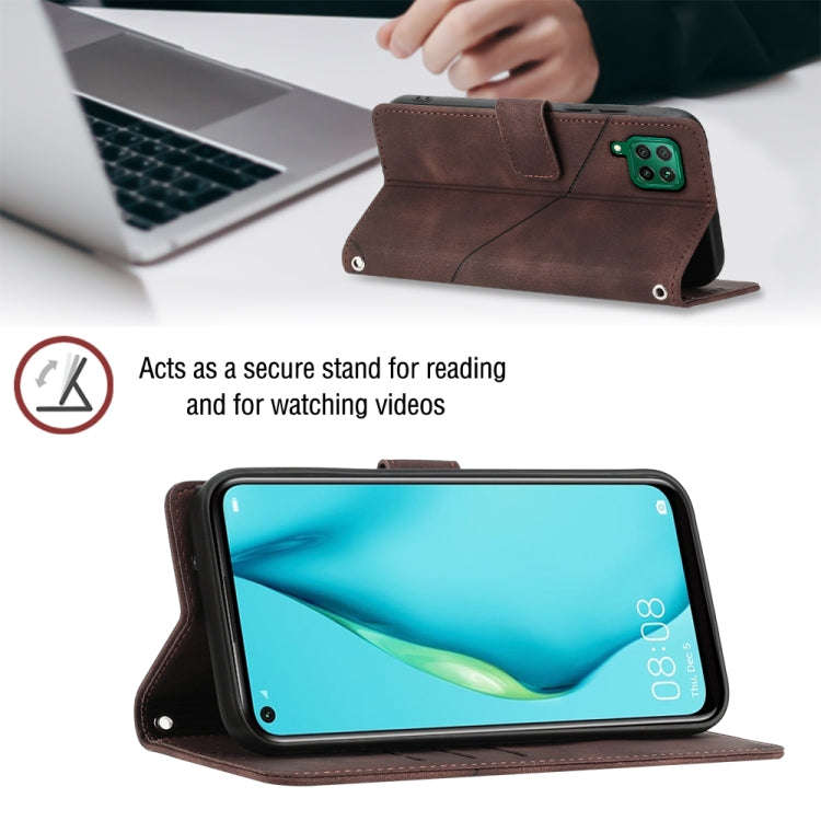 For Huawei P40 lite/nova 6 SE / nova 7i Skin-feel Embossed Leather Phone Case(Brown)