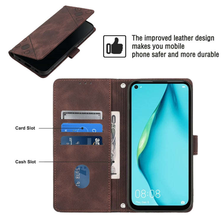 For Huawei P40 lite/nova 6 SE / nova 7i Skin-feel Embossed Leather Phone Case(Brown)