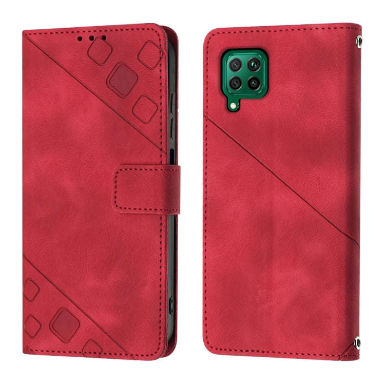 For Huawei P40 lite/nova 6 SE / nova 7i Skin-feel Embossed Leather Phone Case(Red)