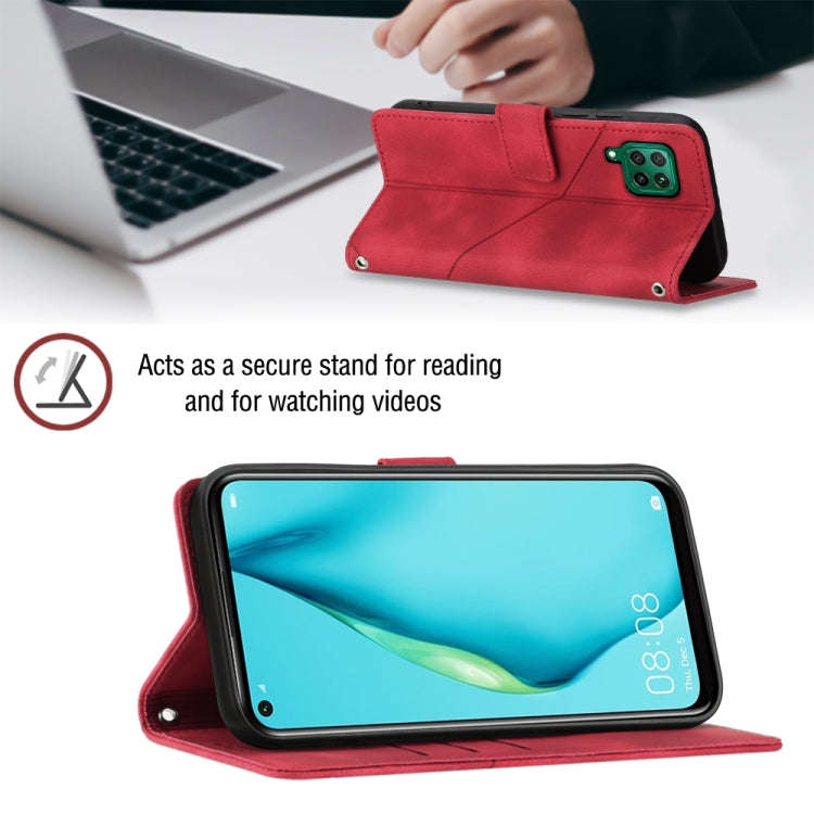 For Huawei P40 lite/nova 6 SE / nova 7i Skin-feel Embossed Leather Phone Case(Red)