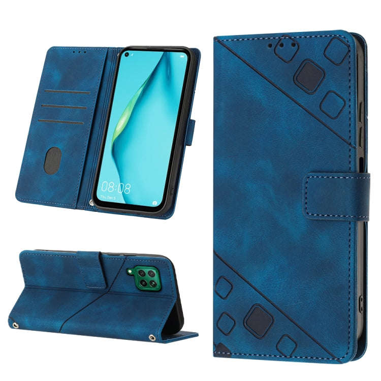 For Huawei P40 lite/nova 6 SE / nova 7i Skin-feel Embossed Leather Phone Case(Blue)