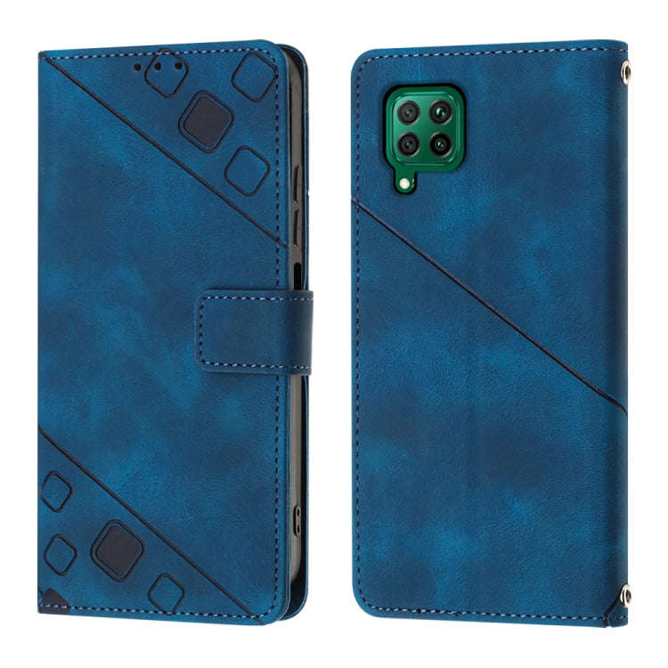 For Huawei P40 lite/nova 6 SE / nova 7i Skin-feel Embossed Leather Phone Case(Blue)