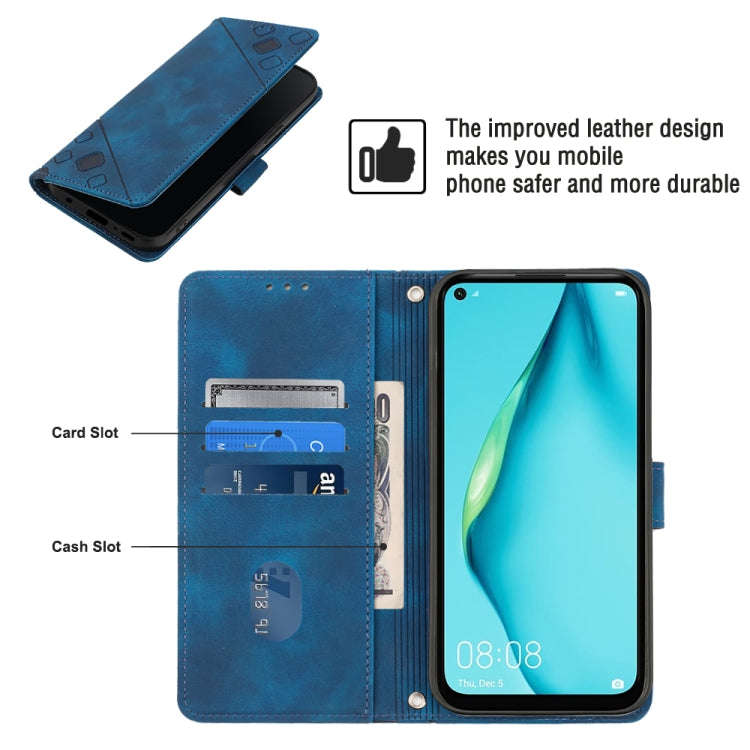 For Huawei P40 lite/nova 6 SE / nova 7i Skin-feel Embossed Leather Phone Case(Blue)