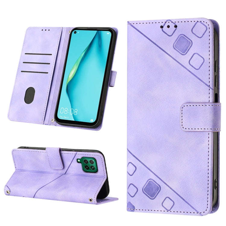 For Huawei P40 lite/nova 6 SE / nova 7i Skin-feel Embossed Leather Phone Case(Light Purple)
